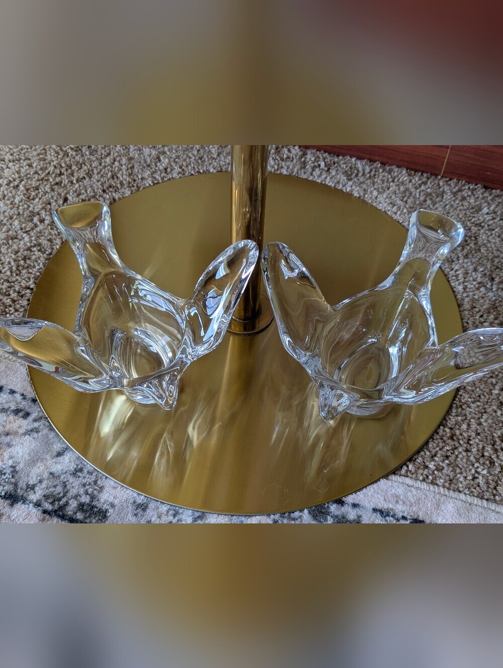 Vtg Princess House Crystal Bird Trinket Dishes Pair Clear Glass Figurine Decor